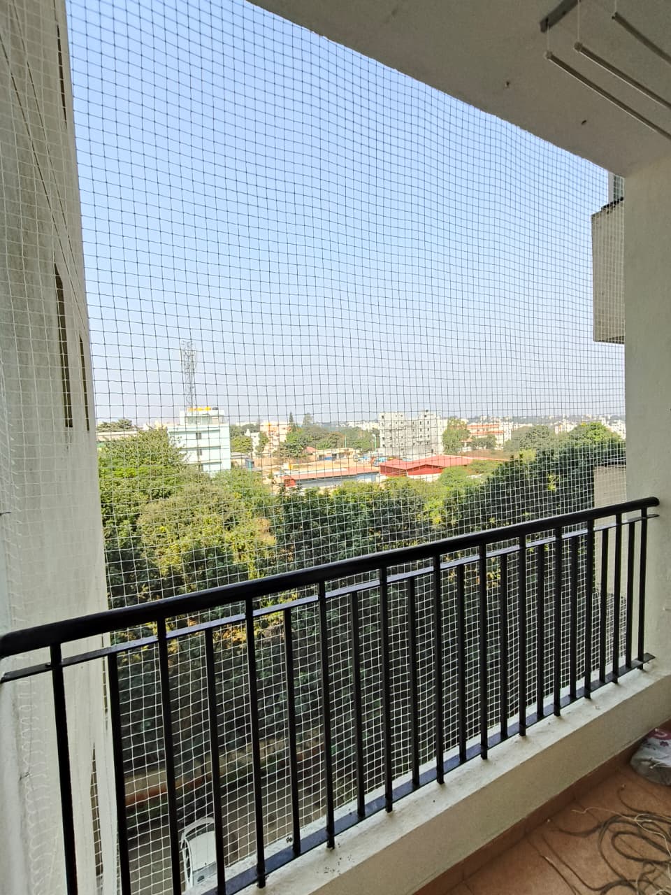 Clean facade with net